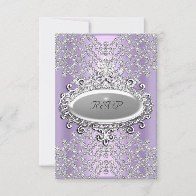 Réponse RSVP Fête Lilac Violet Blanc Diamant (Devant)