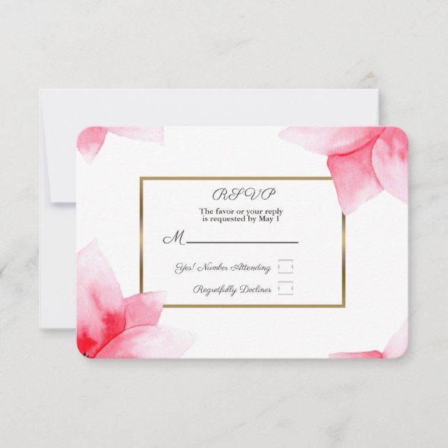 Réponse RSVP Fleur aquarelle Corail pêche d'été (Devant)