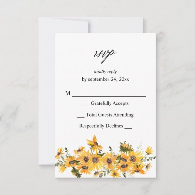 Réponse RSVP Fleur de tournesol d'automne sans rep (Devant)