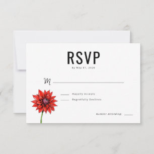 Réponse RSVP Fleurie Rouge Élégante