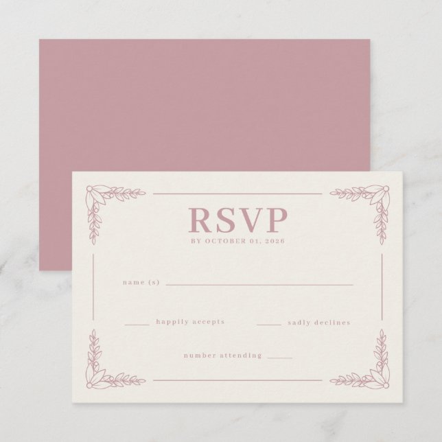 Réponse RSVP Fleurs roses élégantes (Devant / Derrière)
