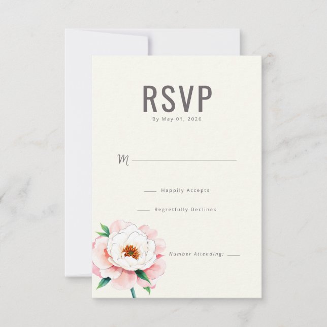 Réponse RSVP Florale Beige Élégante (Devant)