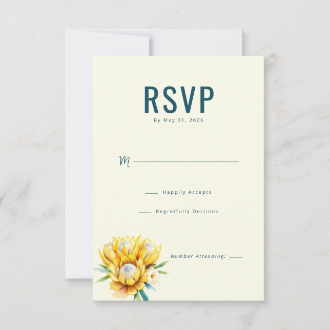 Réponse RSVP Florale Turquoise Élégante (Devant)