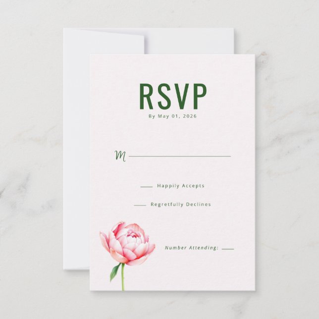 Réponse RSVP Florale Verte Élégante (Devant)