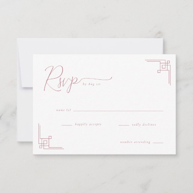 Réponse RSVP Géométrique Rose Élégant (Devant)