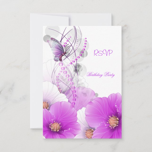 Réponse RSVP Jolie Fleur de Lilas Blanche Papillon (Devant)