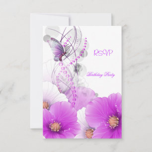 Réponse RSVP Jolie Fleur de Lilas Blanche Papillon