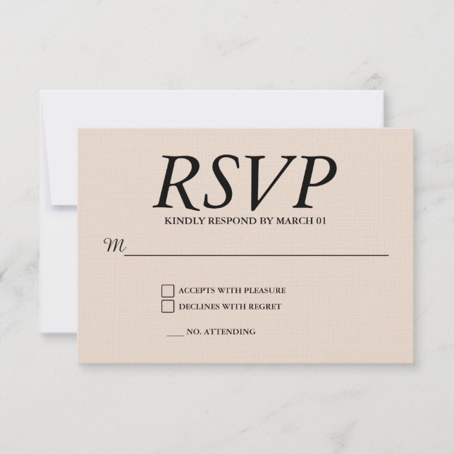 Réponse RSVP Mariage Lin Réplique Moderne (Devant)