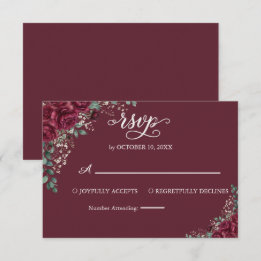 Réponse RSVP Mariage Rose Bourguignonne Eucalyptus