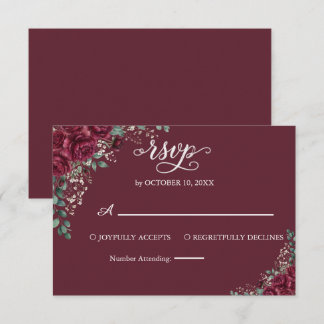 Réponse RSVP Mariage Rose Bourguignonne Eucalyptus