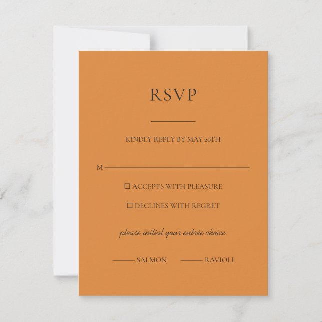 Réponse RSVP Mariage Terracotta Orange Brûlée (Devant)