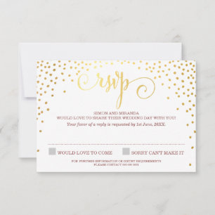 Réponse RSVP mini confettis dorés marsala mignons 