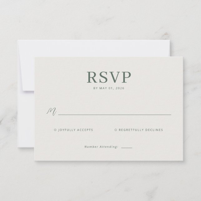 Réponse RSVP Minimaliste Gris Élégant (Devant)