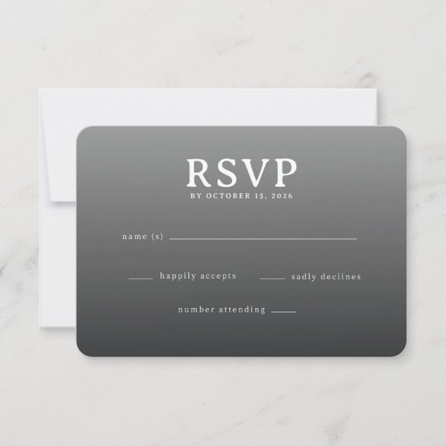 Réponse RSVP Minimaliste Gris Élégant (Devant)