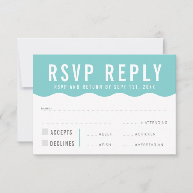 REPONSE RSVP MODERNE carte de réponse vague menta  (Devant)
