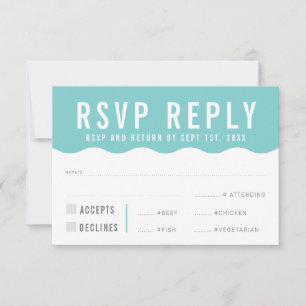 REPONSE RSVP MODERNE carte de réponse vague menta