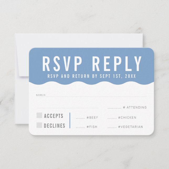 réponse RSVP moderne gras cute vague bleu (Devant)