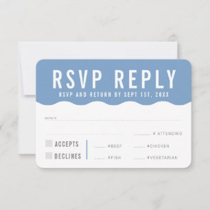 réponse RSVP moderne gras cute vague bleu