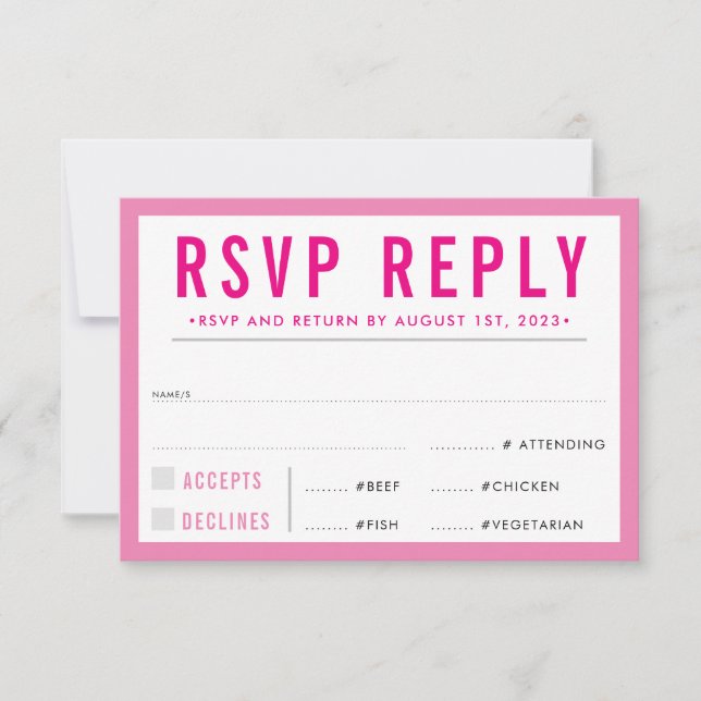 Réponse RSVP moderne gras fille rose (Devant)