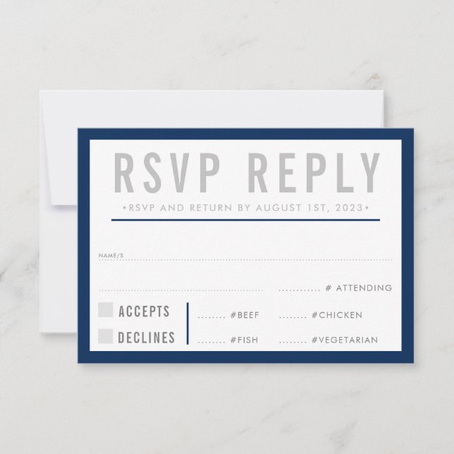 Réponse RSVP moderne gras garçon bleu marine gris (Devant)