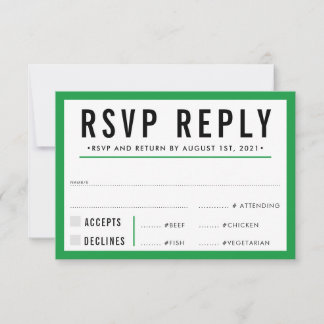 Réponse RSVP moderne gras vert kelly