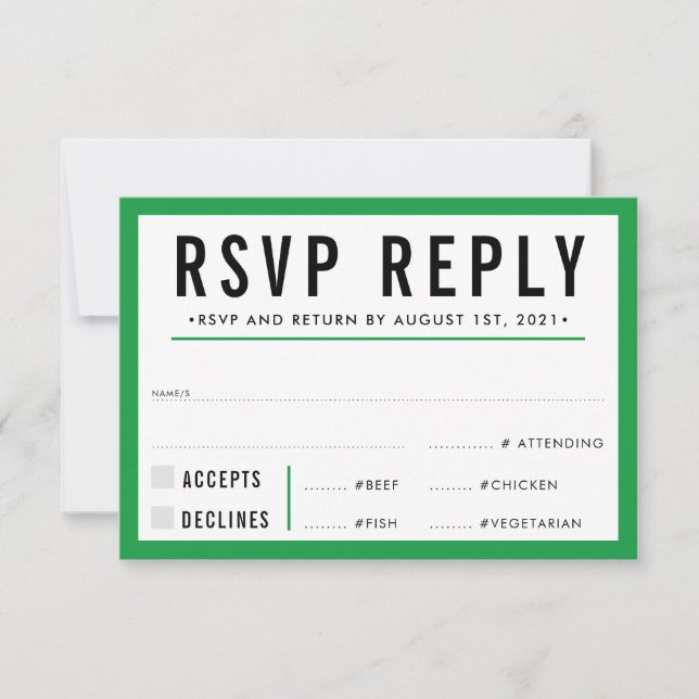 Réponse RSVP moderne gras vert kelly (Devant)