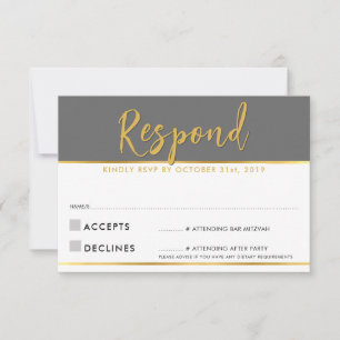 Réponse RSVP moderne simple gris or