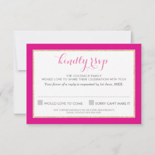 Réponse RSVP motif chevron or rose chaux