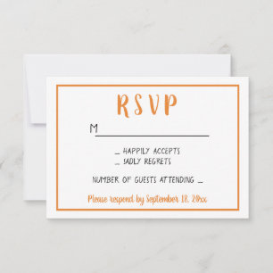 Réponse RSVP Orange Minimaliste pour Mariage d'Aut