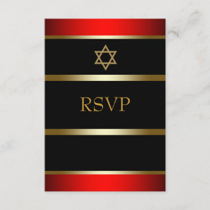 Réponse RSVP pour Bar Mitzvah Rouge Noir Or