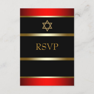 Réponse RSVP pour Bar Mitzvah Rouge Noir Or