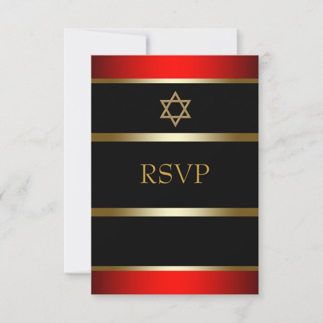 Réponse RSVP pour Bar Mitzvah Rouge Noir Or (Devant)