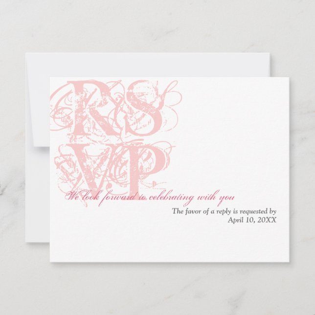 Réponse RSVP pour enclos de mariage rose grunge (Devant)