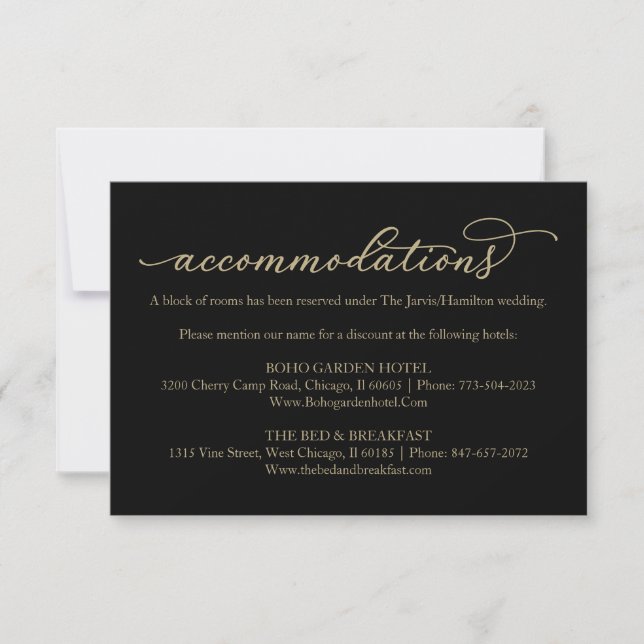 Réponse RSVP pour hébergement d'hôtel de mariage e (Devant)