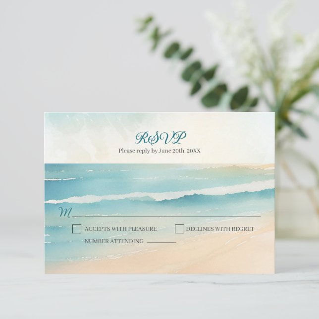 Réponse RSVP pour le mariage aux rames de plage à  (Debout devant)