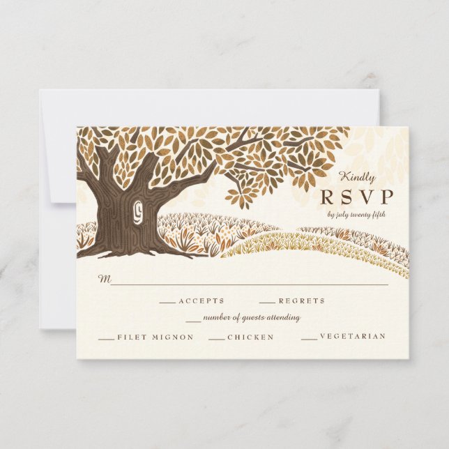 Réponse RSVP pour mariage sous le chêne d'automne (Devant)