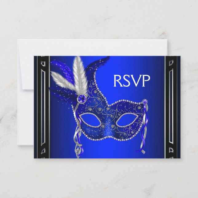 Réponse RSVP pour soirée masquée en bleu de la Roy (Devant)