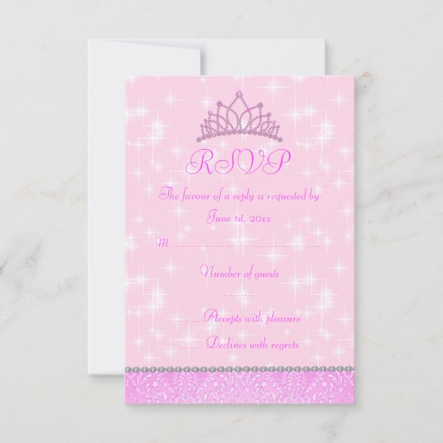 Réponse RSVP Princesse Étincelle Rose (Devant)
