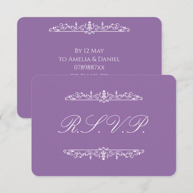 Réponse RSVP Régence Violet (Devant / Derrière)