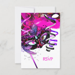Réponse RSVP Réponse Anniversaire Masque Blanc Ros