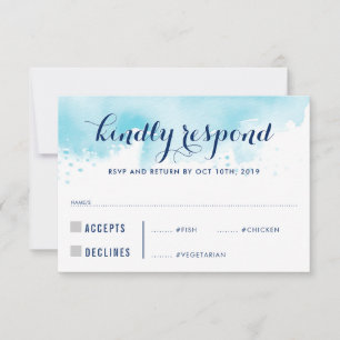 RÉPONSE RSVP RÉPONSE bleu aquarelle repas adultes