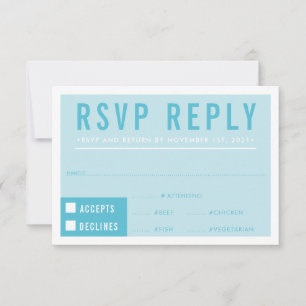 RÉPONSE RSVP RÉPONSE bloc moderne bleu turquoise