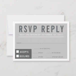 RÉPONSE RSVP RÉPONSE bloc moderne minimaliste gris