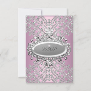 Réponse RSVP Réponse Fête Rose Diamant Blanc