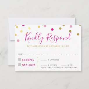 RÉPONSE RSVP RÉPONSE glam confetti tache or rose