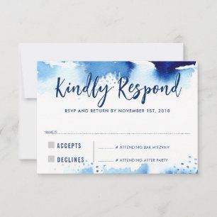 RÉPONSE RSVP RÉPONSE moderne bleu foncé aquarelle