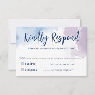 RÉPONSE RSVP RÉPONSE moderne bleu violet aquarelle