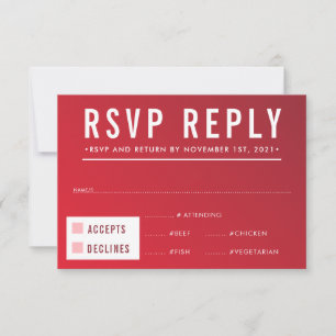 RÉPONSE RSVP REPONSE moderne dégradé rouge bordeau