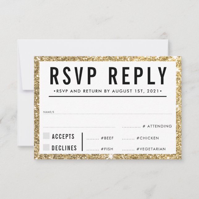 RÉPONSE RSVP RÉPONSE parties scintillant or modern (Devant)