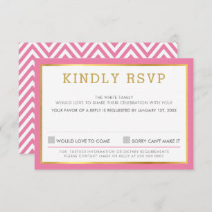 RÉPONSE RSVP RÉPONSE simple chevron motif rose